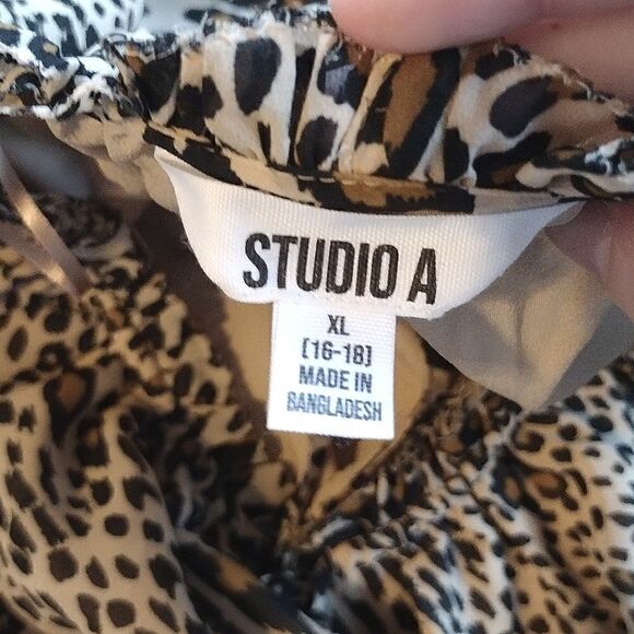 Studio A Women's Size XL 16-18 Cheetah Leopard Print Knee Length Flowy Dress - Picture 4 of 15